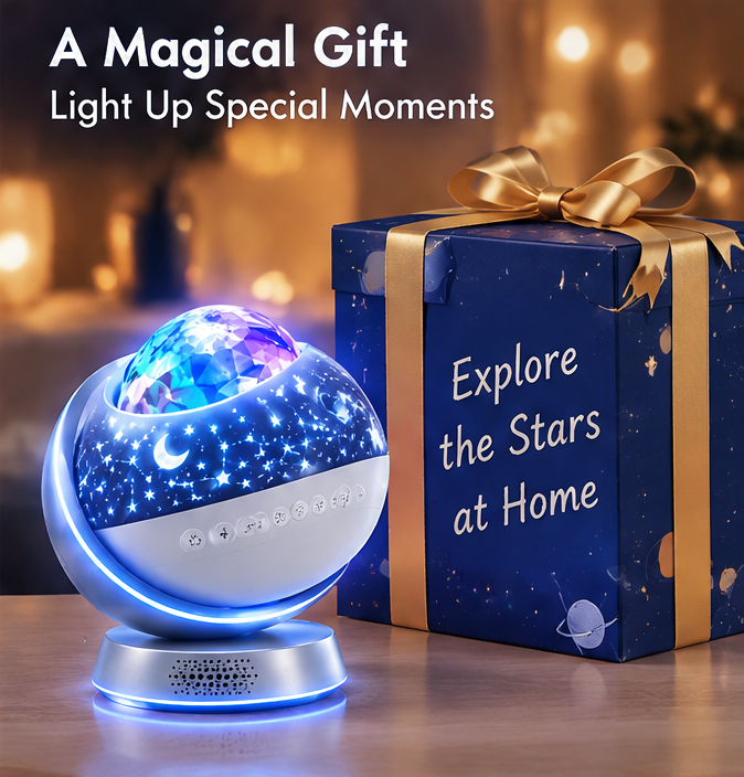 โจ ๐๐จ๐ฒ๐ง๐๐๐ยฎ AstroGlowโข 3-in-1 Galaxy Star Projector with Built-in Bluetooth Speaker & Remote Control ๐๐๐