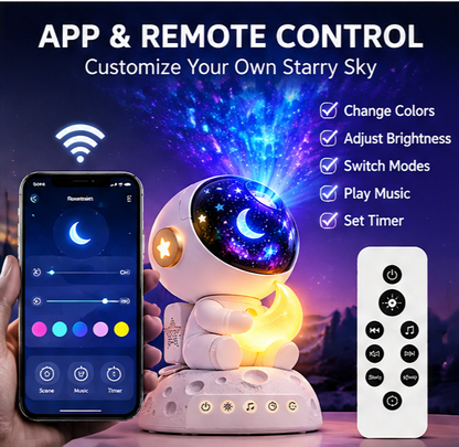🌌 𝐓𝐨𝐲𝐧𝐞𝐜𝐝 Smart Astronaut Star Projector – Music Soothing Galaxy Light with 6 Film Themes & Timer for Kids, Bedroom & Holiday Gift