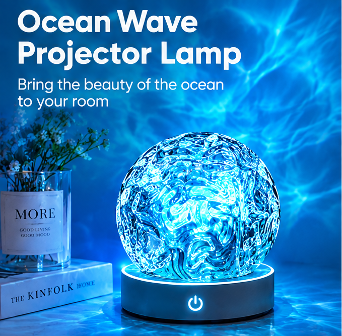 🌊 𝐓𝐨𝐲𝐧𝐞𝐜𝐝 Ocean Wave Projector Lamp | 16 Colors Crystal Water Ripple Night Light with Remote Control ✨ Dynamic Ambient Lighting for Bedroom, Living Room & Gaming Room