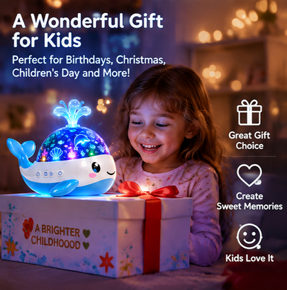 🌊🐳𝐓𝐨𝐲𝐧𝐞𝐜𝐝® Cute Whale Ocean Wave Night Light Projector for Kids – 360° Rotating Marine Life Light Projection with White Noise, Lullabies, 8 Color Modes & Auto-Off Timer