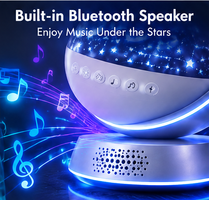 ✨ 𝐓𝐨𝐲𝐧𝐞𝐜𝐝® AstroGlow™ 3-in-1 Galaxy Star Projector with Built-in Bluetooth Speaker & Remote Control 🌌🔊🚀