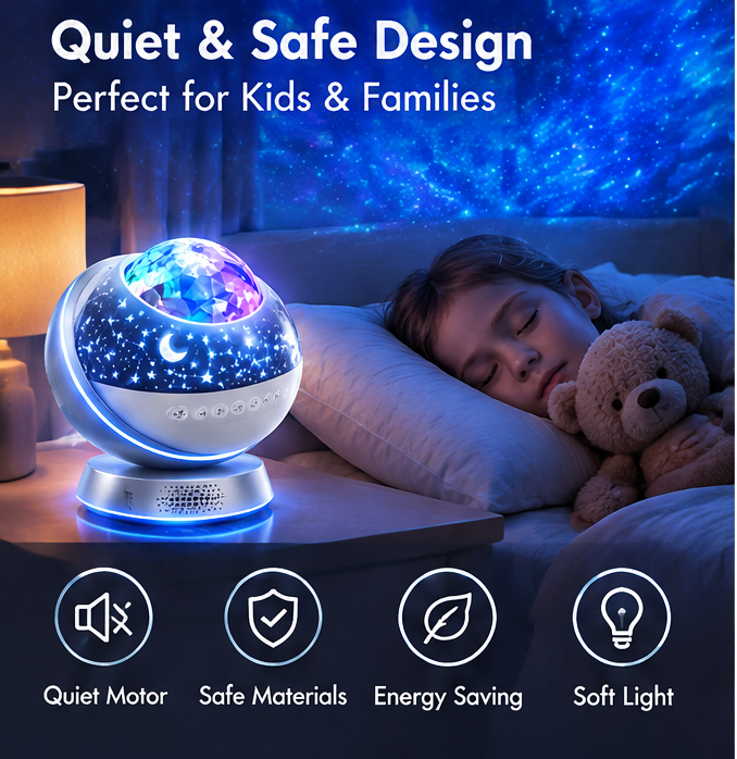 ✨ 𝐓𝐨𝐲𝐧𝐞𝐜𝐝® AstroGlow™ 3-in-1 Galaxy Star Projector with Built-in Bluetooth Speaker & Remote Control 🌌🔊🚀