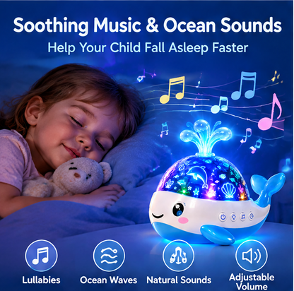 🌊🐳𝐓𝐨𝐲𝐧𝐞𝐜𝐝® Cute Whale Ocean Wave Night Light Projector for Kids – 360° Rotating Marine Life Light Projection with White Noise, Lullabies, 8 Color Modes & Auto-Off Timer