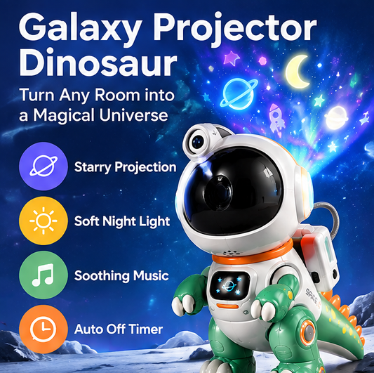 🦖 𝐓𝐨𝐲𝐧𝐞𝐜𝐝® Space Dino Galaxy Projector – 2-in-1 Starry Night Light & Sound Machine