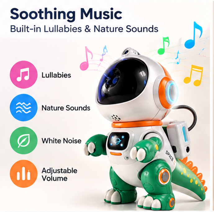 🦖 𝐓𝐨𝐲𝐧𝐞𝐜𝐝® Space Dino Galaxy Projector – 2-in-1 Starry Night Light & Sound Machine | Multiple Magical Projection Scenes for Kids & Toddlers ✨🌌🚀